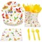 BLUE PANDA Fiesta Plates & Napkins Dinnerware Set - 144-Piece, Serves 24, Multicolor Cartoon Paper - Taco Party Plates & Cups - Mexican Themed Tableware - Fiesta Party Supplies